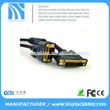 Câble DVI-D DVI 24 + 1 tressé noir rouge de haute qualité avec ferrites Mâle à mâle M / M fil 28AWG
